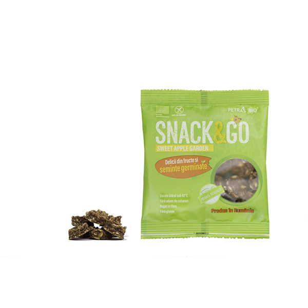 Snack & GO cu mere si fulgi de ovaz germinat BIO Petras Bio - 40 g imagine produs 2021 Petras Bio